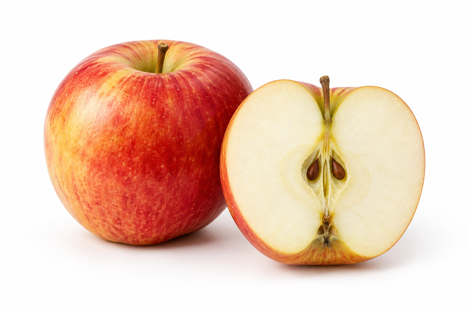 Pomme avec peau, illustration sur fond blanc