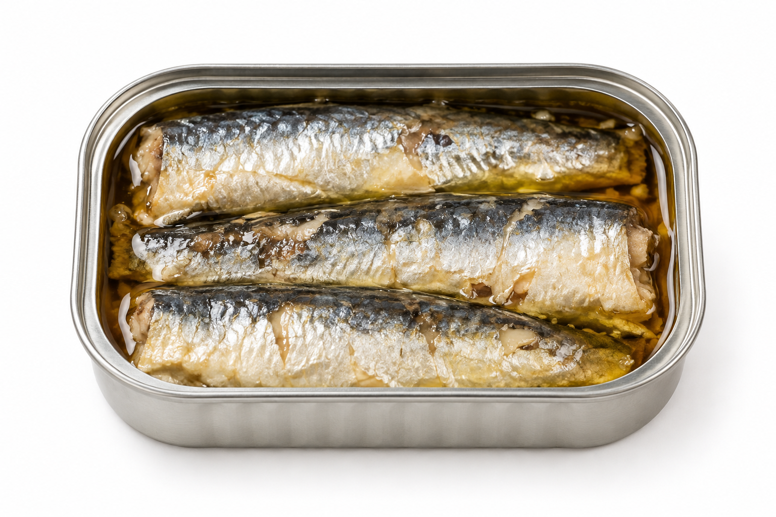 Sardine à l’huile d’olive, illustration sur fond blanc